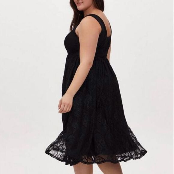 Torrid Midi Lace Button Front Dress Sleeveless Fit & Flare Plus Women 2X Black - Picture 3 of 11